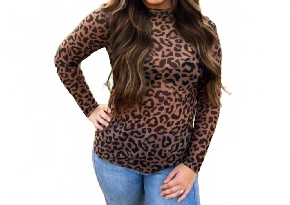 NEW STERLING KREEK wild canyon leopard mesh top in brown